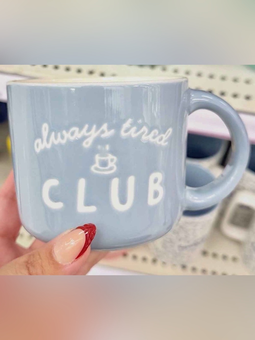 Room Essentials Light Blue "Always Tired Club" Ceramic Mug - Picture 5 of 5
